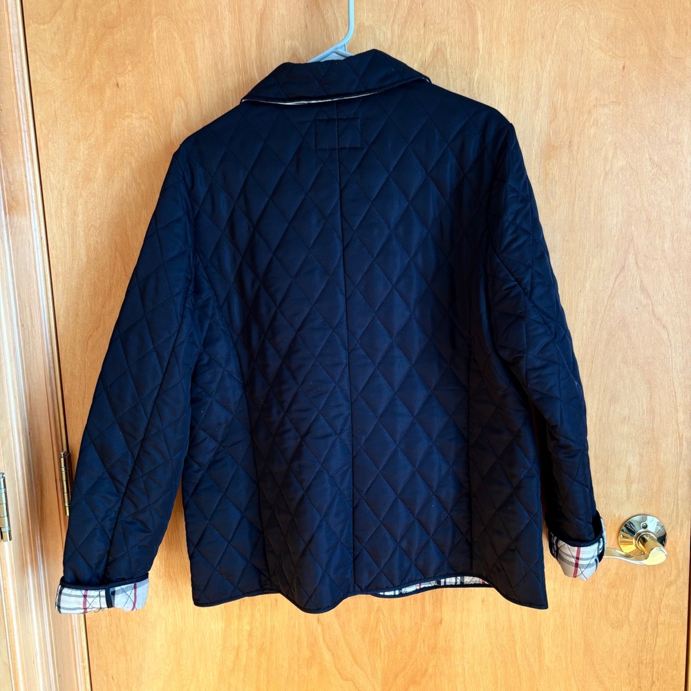 Selene Sport Quilted Snap Front Jacket Black Plaid Lining Women's Size L‎ Chore - Picture 2 of 7